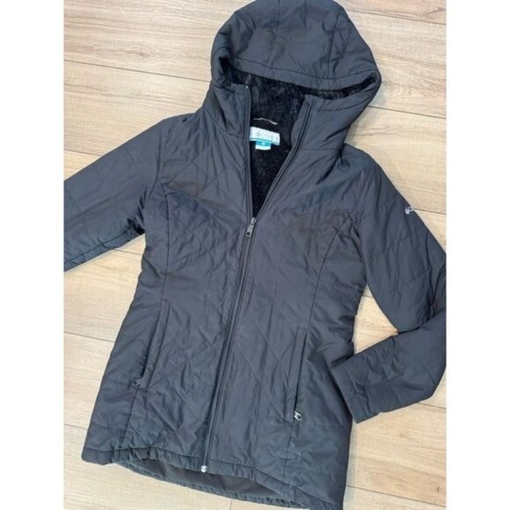 Columbia Snowmelt Valley II Lined Jacket Womens Small Black Quilted Hooded - Picture 2 of 5